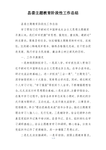 县委主题教育阶段性工作总结