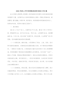 20XX年度上半年村级集体经济发展工作汇报