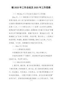 镇2025年工作总结及2025年工作思路