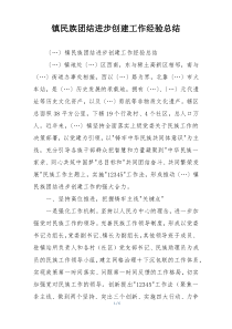 镇民族团结进步创建工作经验总结
