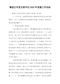 集团公司党支部书记2025年党建工作总结