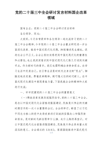 党的二十届三中全会研讨发言材料国企改革领域