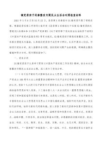 镇党委班子巡察整改专题民主生活会对照检查材料