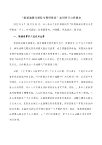 新型城镇化建设专题研修班培训学习心得体会