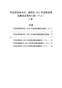 5篇司法局党组书记副局长20XX年述职述德述廉述法报告汇编个人