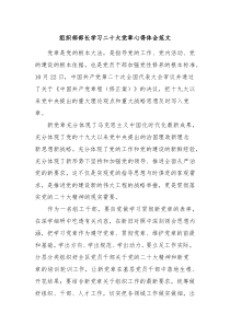 组织部部长学习二十大党章心得体会范文