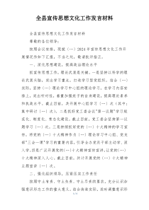 全县宣传思想文化工作发言材料