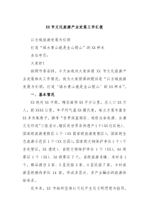 XX市文化旅游产业发展工作汇报
