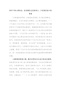 青年干部心得体会没有横空出世的伟大只有艰苦奋斗的青春