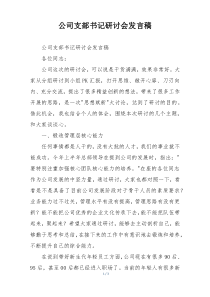 公司支部书记研讨会发言稿