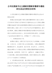 公司纪委副书记主题教育暨教育整顿专题组织生活会对照发言材料
