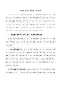 X科技园区领导班子工作汇报