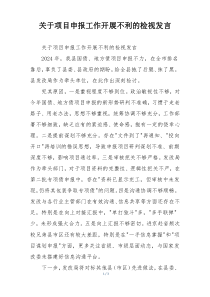 关于项目申报工作开展不利的检视发言