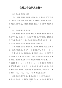 农村工作会议发言材料