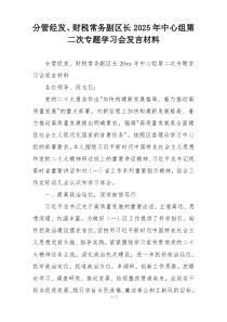 分管经发、财税常务副区长2025年中心组第二次专题学习会发言材料