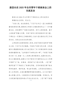 副县长在2025年全市青年干部座谈会上的交流发言