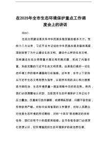 在2025年全市生态环境保护重点工作调度会上的讲话