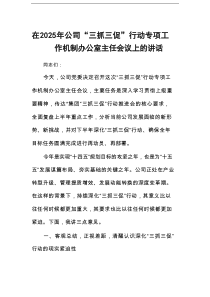 在2025年公司“三抓三促”行动专项工作机制办公室主任会议上的讲话