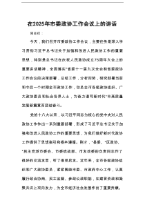 在2025年市委政协工作会议上的讲话