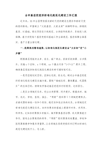 全市基层党组织标准化规范化建设工作汇报