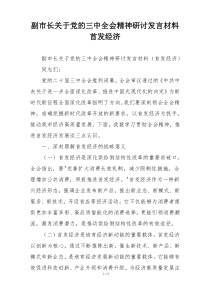副市长关于党的三中全会精神研讨发言材料首发经济