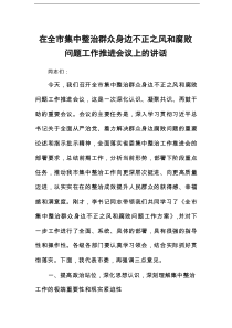 在全市集中整治群众身边不正之风和腐败问题工作推进会议上的讲话