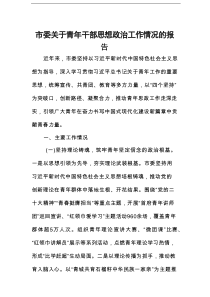 市委关于青年干部思想政治工作情况的报告