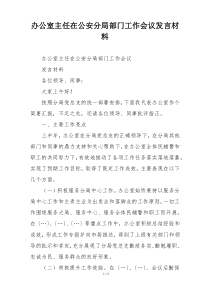 办公室主任在公安分局部门工作会议发言材料