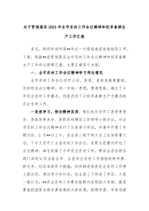 关于贯彻落实20XX年全市农村工作会议精神和抗旱春耕生产工作汇报