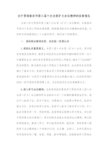 关于贯彻落实市委三届十次全委扩大会议精神的安排意见
