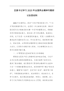 区委书记学习2025年全国两会精神专题研讨发言材料