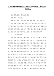 区应急管理局在全区安全生产务虚工作会议上的发言