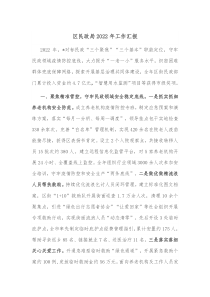 区民政局20XX年工作汇报