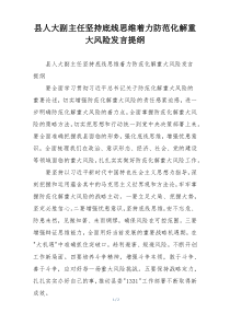 县人大副主任坚持底线思维着力防范化解重大风险发言提纲