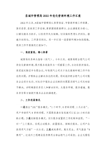 县城市管理局20XX年优化营商环境工作汇报