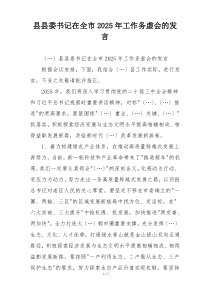 县县委书记在全市2025年工作务虚会的发言