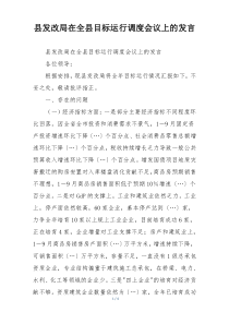 县发改局在全县目标运行调度会议上的发言