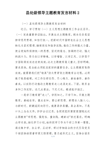 县处级领导主题教育发言材料2