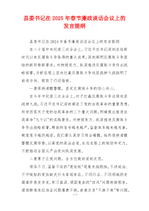 县委书记在2025年春节廉政谈话会议上的发言提纲