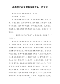 县委书记在主题教育推进会上的发言