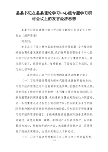 县委书记在县委理论学习中心组专题学习研讨会议上的发言经济思想