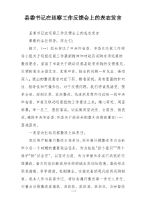 县委书记在巡察工作反馈会上的表态发言