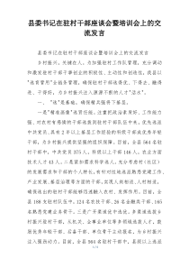 县委书记在驻村干部座谈会暨培训会上的交流发言