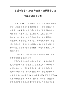县委书记学习2025年全国两会精神中心组专题研讨发言材料