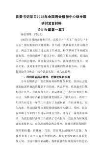 县委书记学习2025年全国两会精神中心组专题研讨发言材料6篇参考