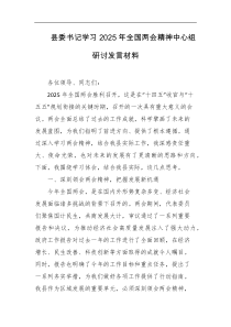 县委书记学习2025年全国两会精神中心组研讨发言材料