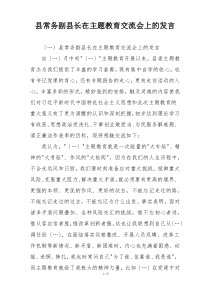 县常务副县长在主题教育交流会上的发言