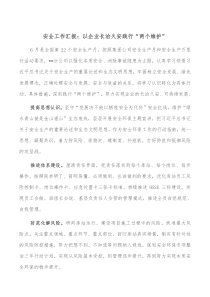 安全工作汇报以企业长治久安践行两个维护