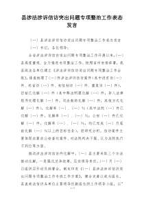 县涉法涉诉信访突出问题专项整治工作表态发言
