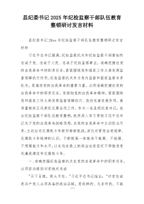 县纪委书记2025年纪检监察干部队伍教育整顿研讨发言材料
